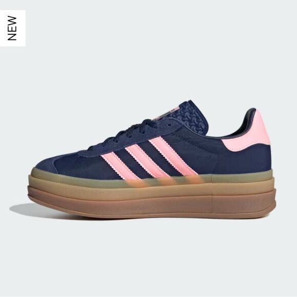 NWT Adidas Gazelle Bold Platform Shoes Dark Blue Pink Spark Women’s Size 7.5 - Picture 4 of 15